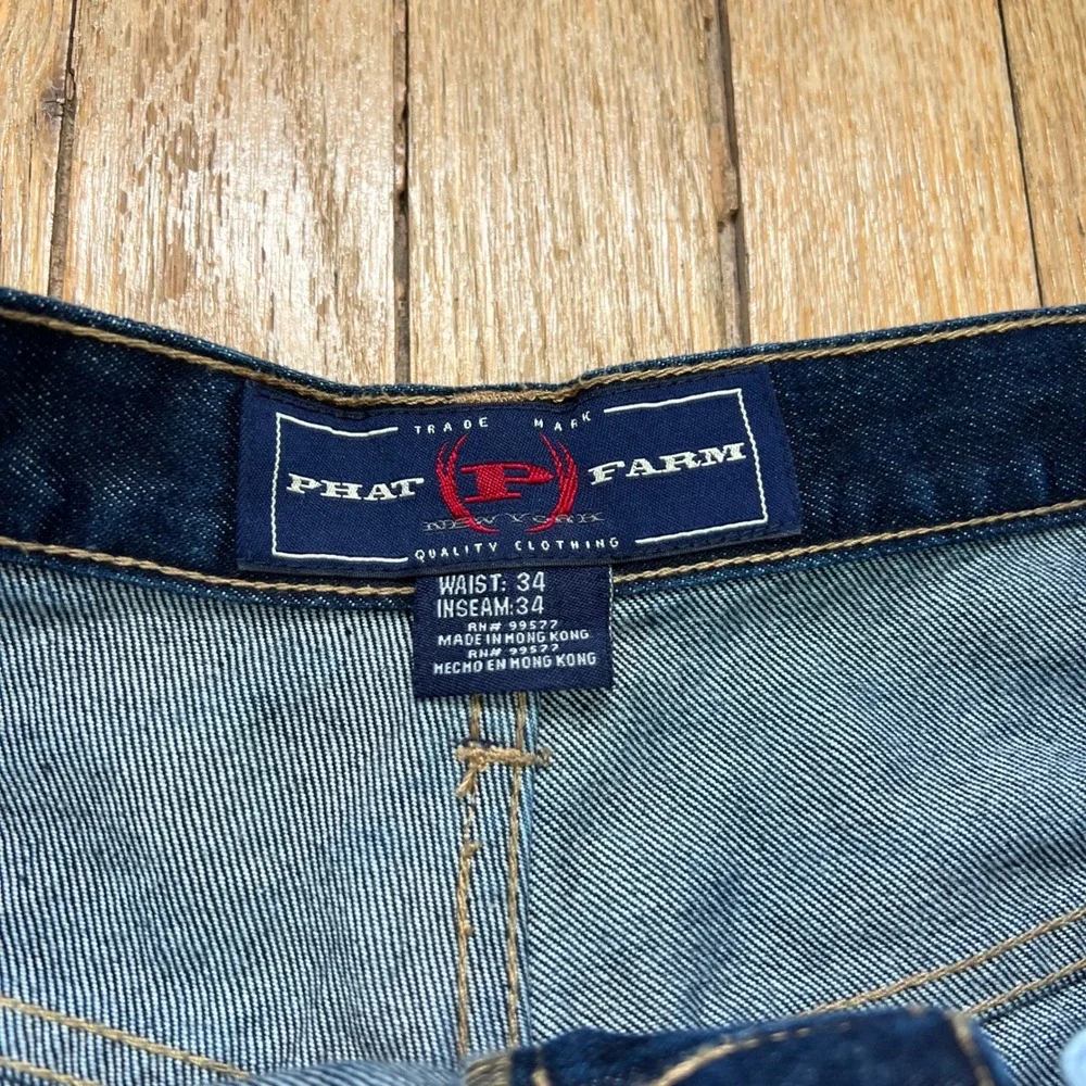 Vintage Y2K Phat Farm Wide Leg Jeans Carpenter Baggy Dark‎ Wash Men's Size 34x34